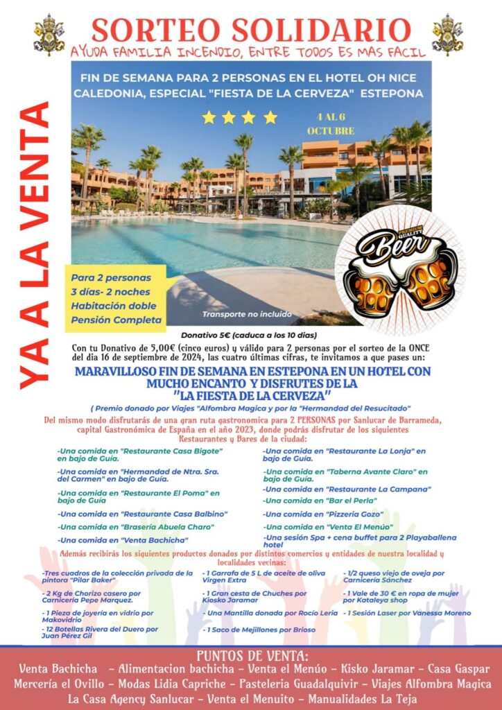 Un gran sorteo solidario para ayudar a la familia sanluqueña afectada por un incendio Un gran sorteo solidario para ayudar a la familia sanluqueña afectada por un incendio