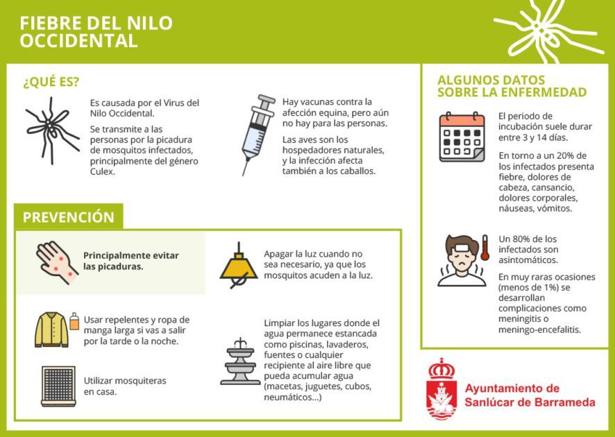 El Ayuntamiento de Sanlúcar informa sobre cómo prevenir el Virus del Nilo Occidental