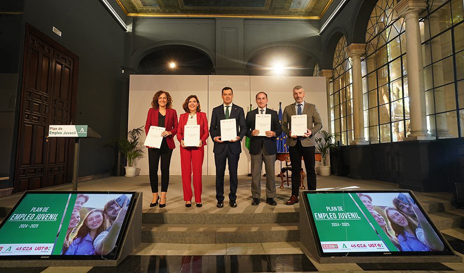 La Junta firma un Plan de Empleo Juvenil con UGT, CCOO y CEA que movilizará 500 millones de euros