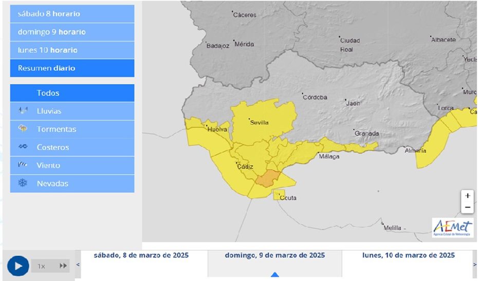 Las lluvias dejan hoy en Andalucía 449 incidencias y el total desde el inicio del temporal supera ya las 600