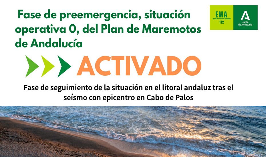La Junta activa la fase de preemergencia del Plan de Maremotos por el terremoto de Cabo de Palos