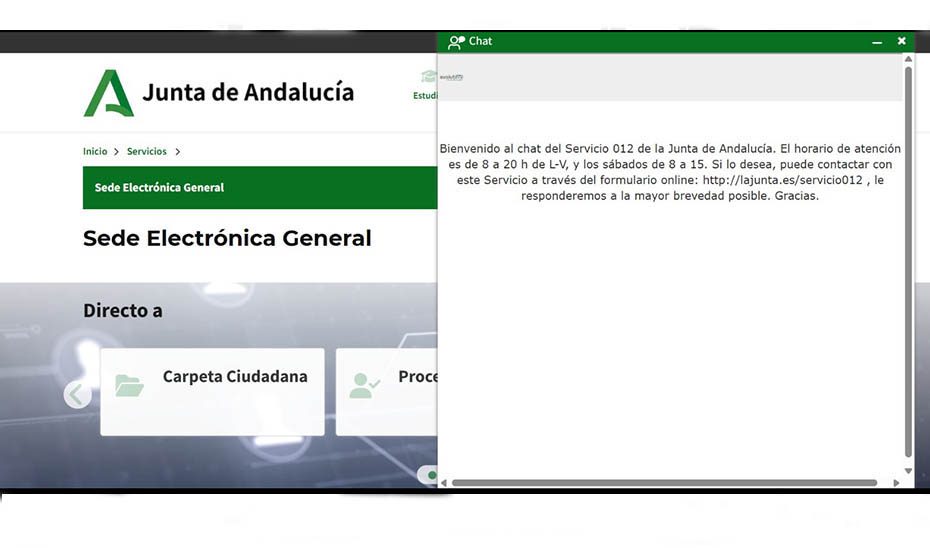 Las consultas vía chat al servicio multicanal de información 012 de la Junta suponen ya el 16,3%
