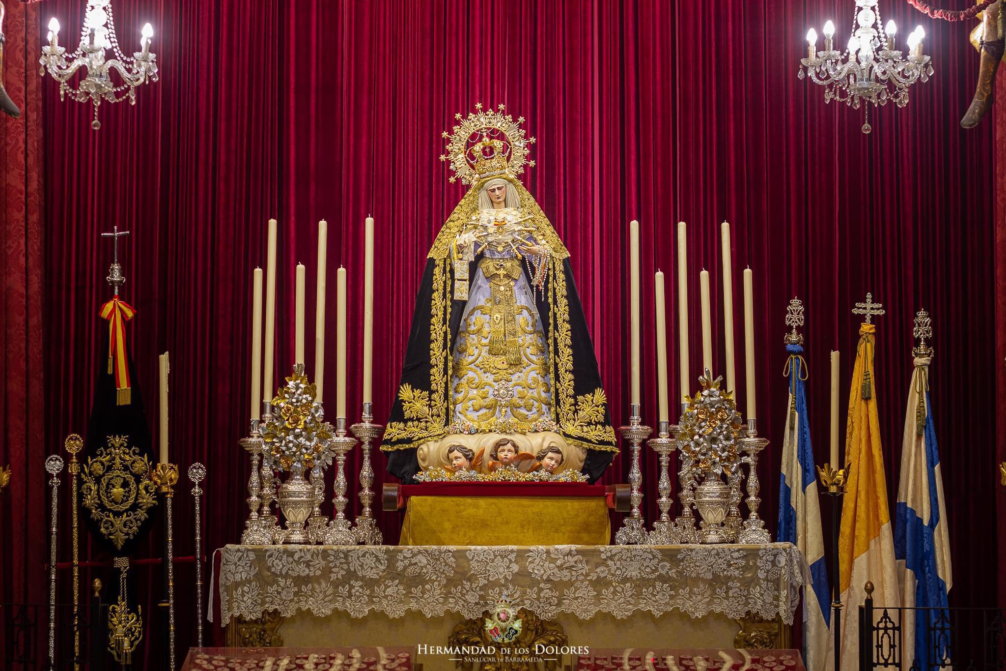 La Virgen de los Dolores, ya preparada para celebrar el Centenario de la Reorganización de la Hermandad