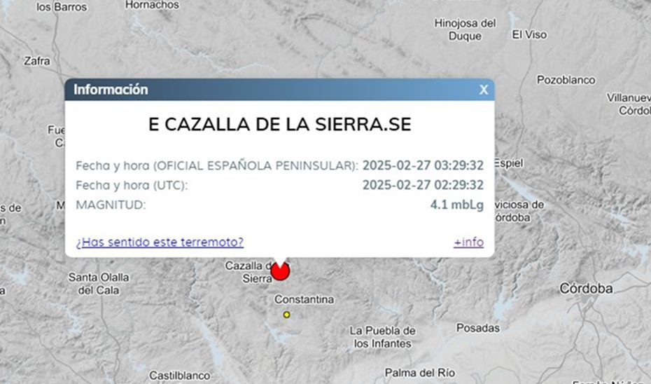 Recibidas más de veinte llamadas por un  terremoto de 4,1 esta madrugada en Cazalla