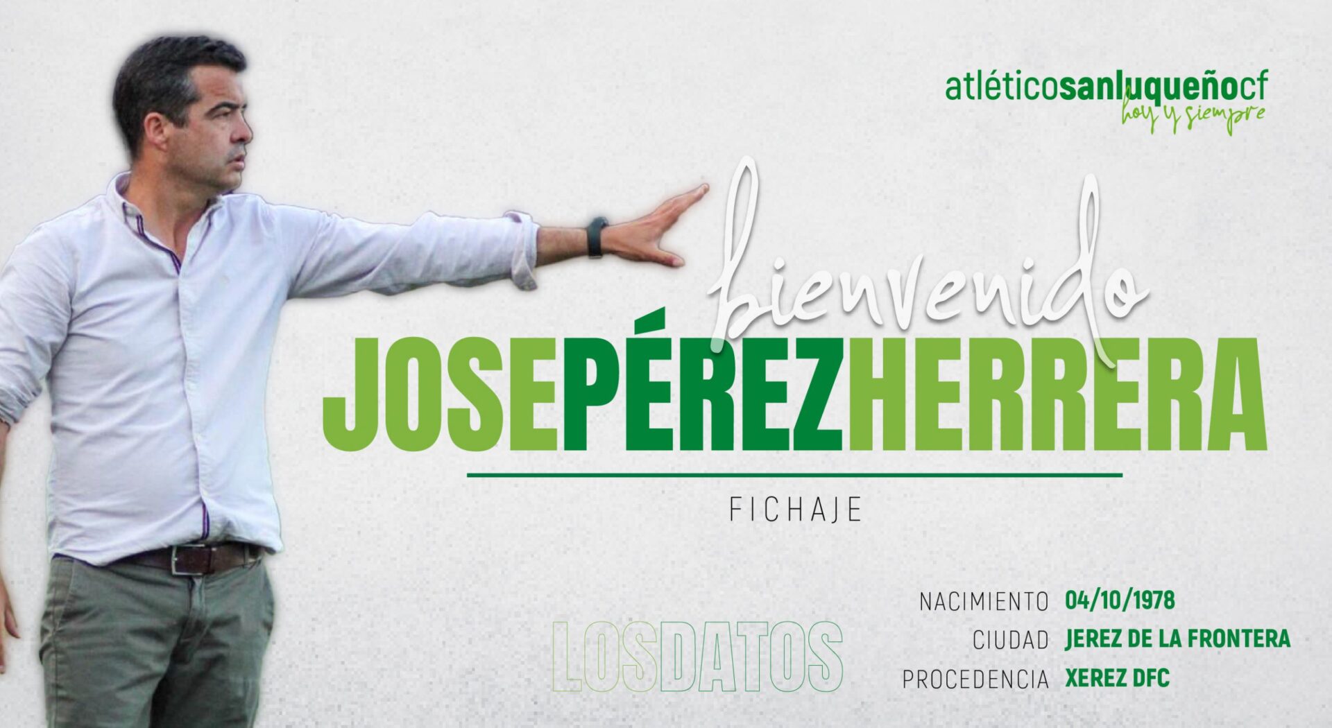 Jose Pérez Herrera, nuevo entrenador del Atlético Sanluqueño Jose Pérez Herrera nuevo entrenador del Atlético Sanluqueño CF