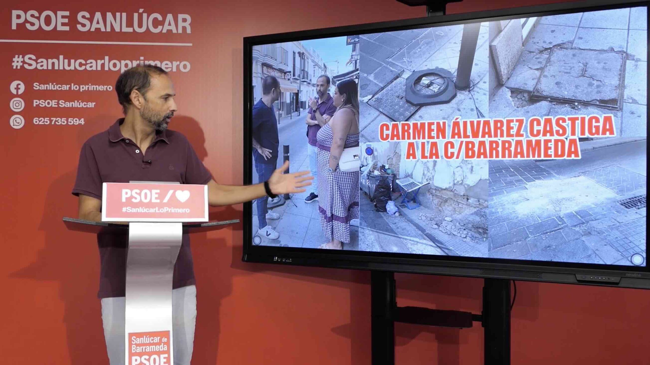 Víctor Mora denuncia el "abandono" de la calle Barrameda y culpa a Carmen Álvarez de castigarla