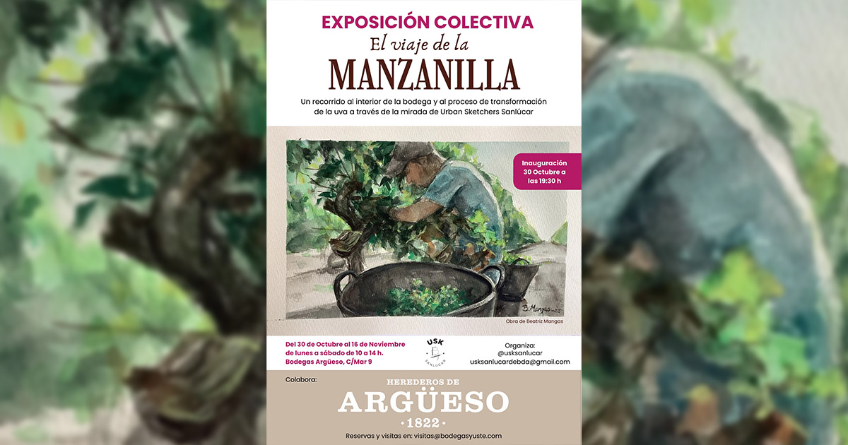 ‘El viaje de la Manzanilla’, la segunda exposición colectiva de Urban Sketchers Sanlúcar en Bodegas Argüeso