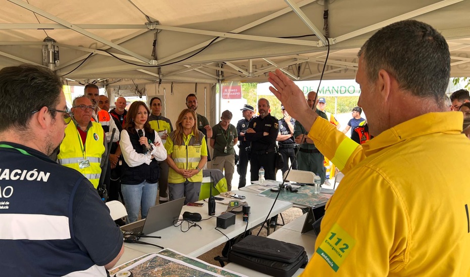 La Junta prueba la respuesta en caso de incendio forestal en un simulacro en Gaucín
